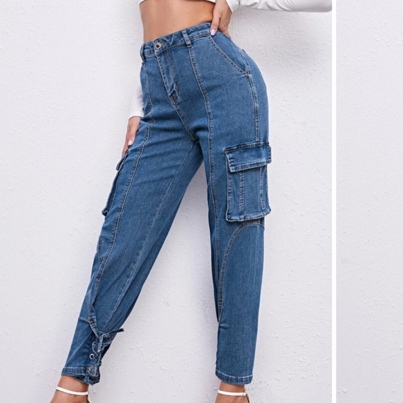 Fashion Nova Denim Flap Pocket Joggers Size XS - Picture 15 of 15